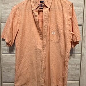 Chaps Men's Orange Checkered Button Down Shirt